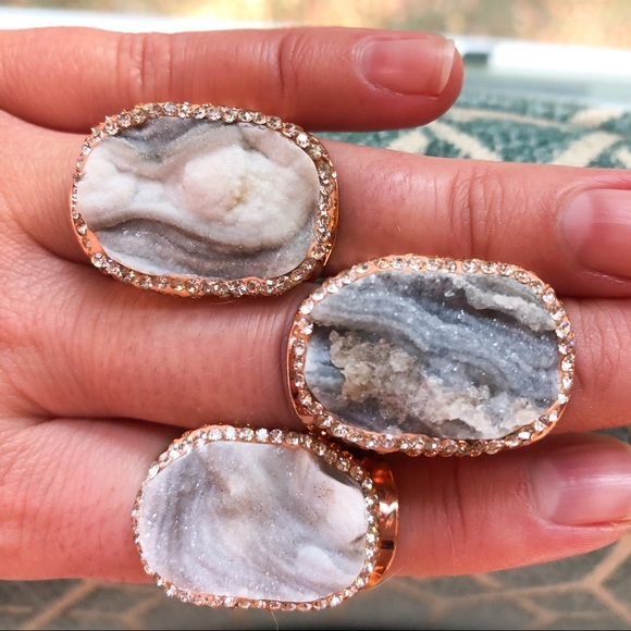 Estrella & Luna Jewelry - ❗️LAST❗️Rose Gold Druzy Boho Pave Ring